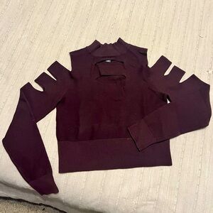 Brand New long sleeve Plum cut out top